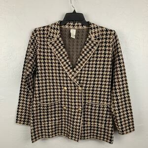Joie Sweater Blazer Womens Size Medium Tan Houndstooth Double Breasted